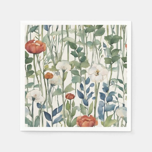 Wild Spring Flowers Waterverf Art Servet (Voorkant)
