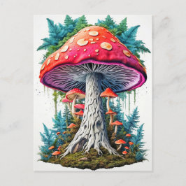 Wild Sprouting Psychedelic Mushrooms Art Briefkaart