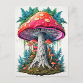 Wild Sprouting Psychedelic Mushrooms Art Briefkaart (Voorkant)