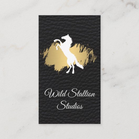 Wild Stallion Goud Geborsteld Leer Visitekaartje (Voorkant)