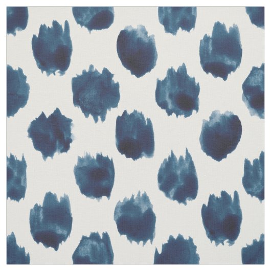 WILD STIPPEN Indigo Waterverf Polka Dot Stof (Swatch)