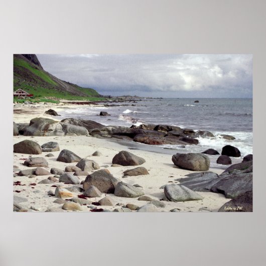 Wild Stony Beach in het Poster Noorwegen (Voorkant)