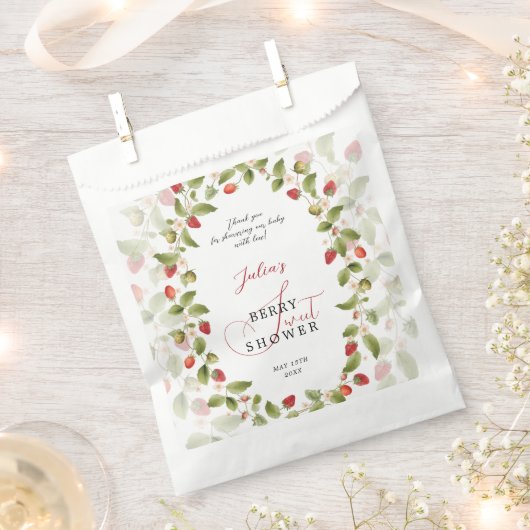 WILD STRAW BERRY SWEET BABY SHOWER BEDANKZAKJE (Geknipt)