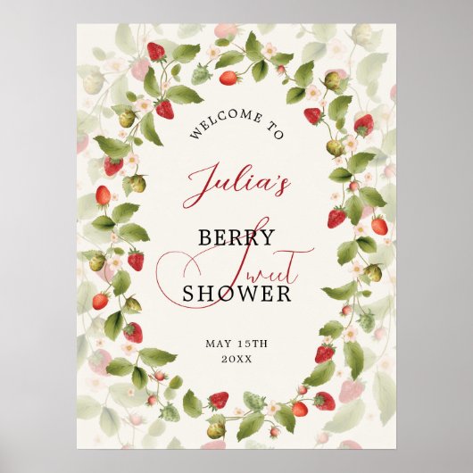 WILD STRAW BERRY SWEET BABY SHOWER POSTER (Voorkant)
