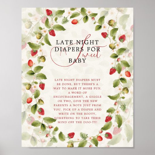 WILD STRAW BERRY SWEET BABY SHOWER SIGN POSTER (Voorkant)