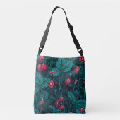 Wild strawberries, red and blue crossbody tas (Achterkant)