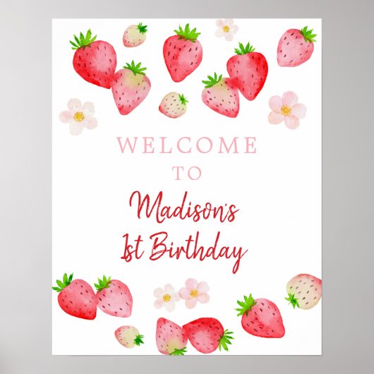 Wild Strawberry Berry Sweet Verjaardag Welkom Poster (Voorkant)
