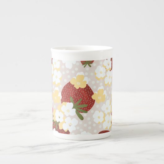 Wild Strawberry Flower Tall Mug Porselein Kop (Voorkant)