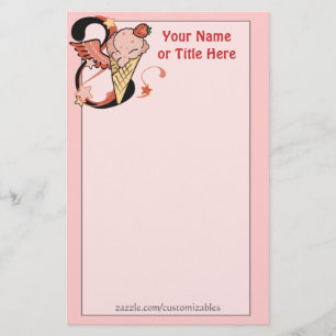 Wild Strawberry Ice Cream Stationery Briefpapier