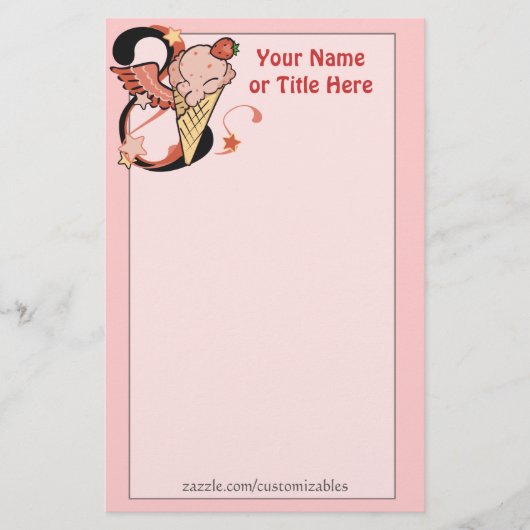 Wild Strawberry Ice Cream Stationery Briefpapier (Voorkant)
