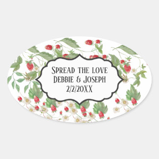 Wild Strawberry Jam Wedding Favoriete Vrijgezellen Ovale Sticker