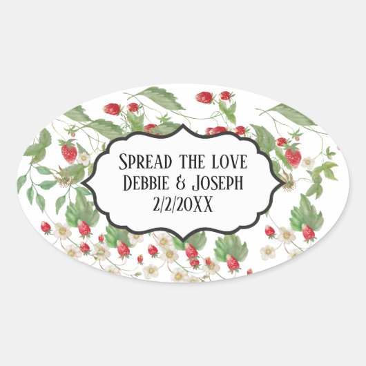 Wild Strawberry Jam Wedding Favoriete Vrijgezellen Ovale Sticker (Voorkant)