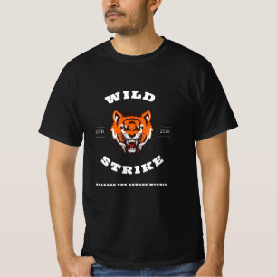 Wild Strike Tijger Hoofd T-Shirt – Laat de Wilde L
