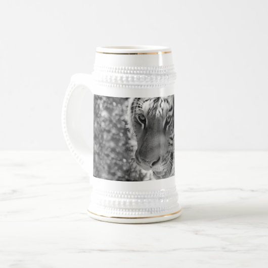 Wild Striped Tiger Black and White Bierpul (Voorkant links)