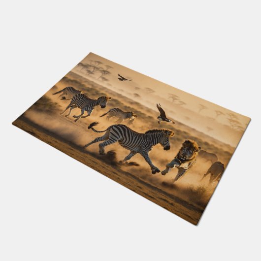 Wild Stripes – Majestic Zebra Family Deurmat (Schuin)