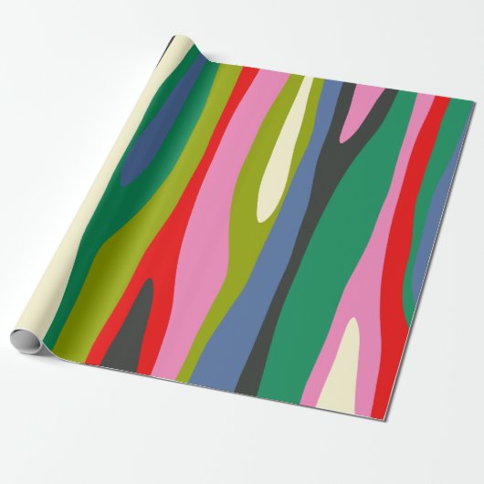 Wild Stripes Modern Multicolor Abstract Patroon Cadeaupapier (Uitgerold)