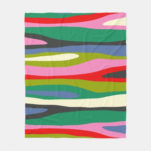 Wild Stripes Modern Multicolor Abstract Patroon Fleece Deken (Voorkant)