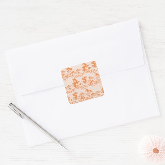Wild Summer Ocean Beach Waves Vierkante Sticker (Envelop)
