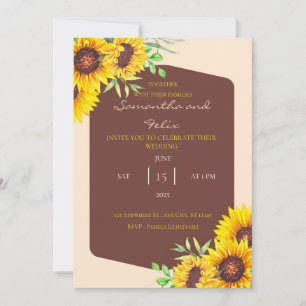 Wild Sunblos Autumn Wedding Invitation Kaart
