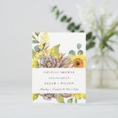 WILD SUNFLOWER EUCALYPTUS PINE FLORA COUPLE SHOWER UITNODIGING BRIEFKAART (Staand voorkant)