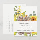 WILD SUNFLOWER EUCALYPTUS PINE FLORA VRIJGEZELLENF UITNODIGING BRIEFKAART (Voorkant / Achterkant)