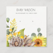 WILD SUNFLOWER PINE FLORAL EARRING DISPLAY LOGO VIERKANTE VISITEKAARTJE (Voorkant)