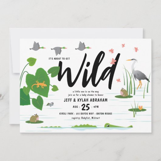 Wild Swamp Creatures Baby shower Kaart (Voorkant)