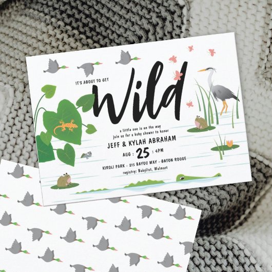 Wild Swamp Creatures Baby shower Kaart