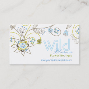 Wild Sweet Blue Blossom Flowers Whimsical Floral Visitekaartje