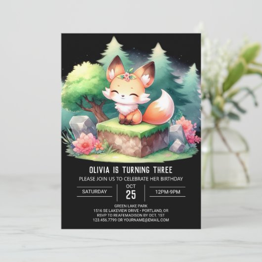 Wild Sweet Fox Verjaardag digitaal Kaart (Staand voorkant)