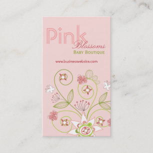 Wild Sweet Pink Blossom Flowers Whimsical Floral Visitekaartje