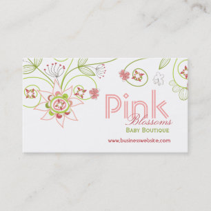 Wild Sweet Pink Blossom Flowers Whimsical Floral Visitekaartje