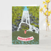 Wild Swimming Funny Waterfall Pun Moederdag Kaart (Gele Bloem)