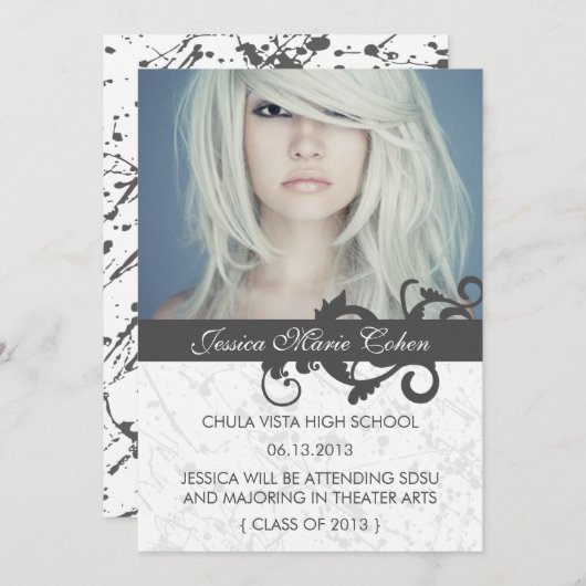 Wild Swirls Class of Afstuderen Announcement Aankondiging (Voorkant / Achterkant)