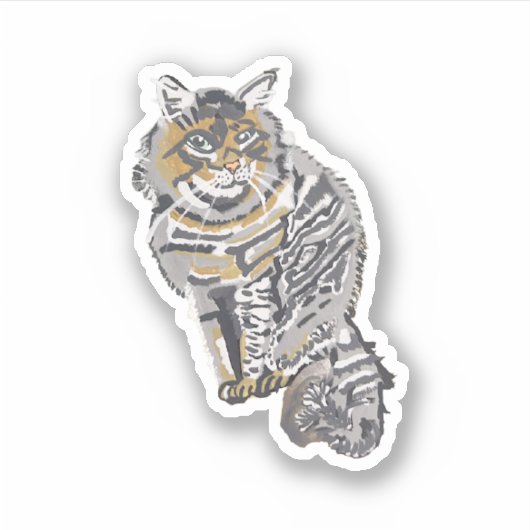 Wild Tabby Cat Sticker (Voorkant)
