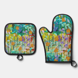 Wild Tangerine - Natuur geïnspireerde bloemsierkun Ovenwant & Pannenlap Set