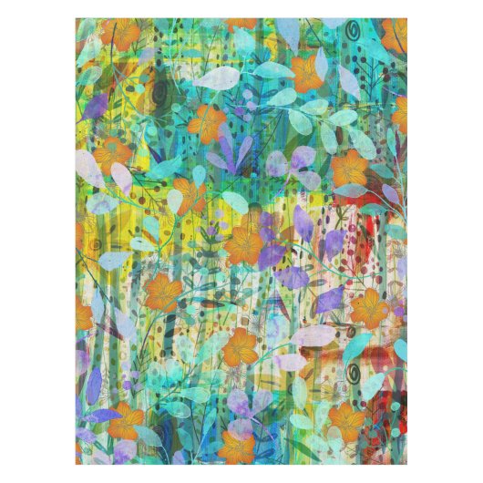 Wild Tangerine - Natuur geïnspireerde bloemsierkun Tafelkleed (Voorkant)