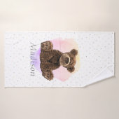 Wild Teddy Bear Pink Animal Cute Modern Kinder Badhanddoek (Badhanddoek)