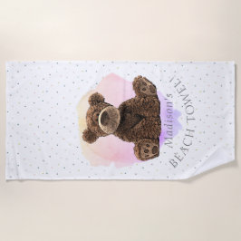 Wild Teddy Bear Pink Animal Cute Modern Kinder Strandlaken