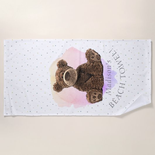 Wild Teddy Bear Pink Animal Cute Modern Kinder Strandlaken (Voorkant)