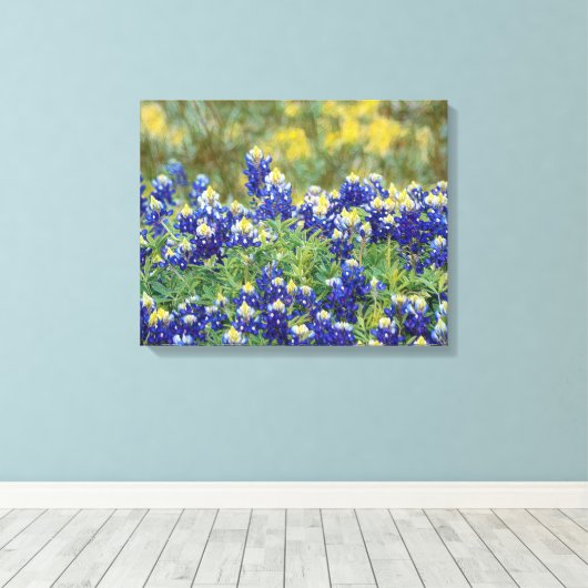 Wild Texas Bluebonnet Flowers Canvas Art Print (Insitu (Houten vloer))