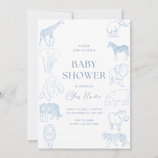 Wild thema baby shower uitnodiging (Voorkant)