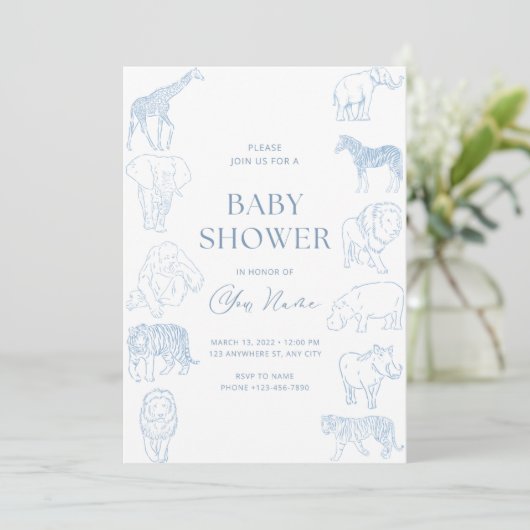 Wild thema baby shower uitnodiging (Staand voorkant)
