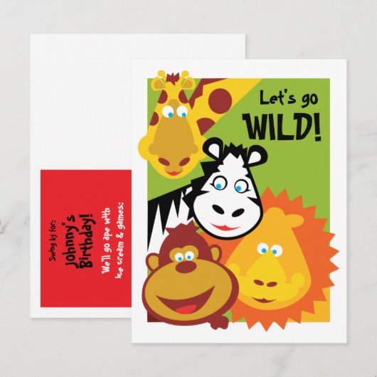 Wild Thing - Kaart - Verjaardagsuitnodiging (Voorkant / Achterkant)