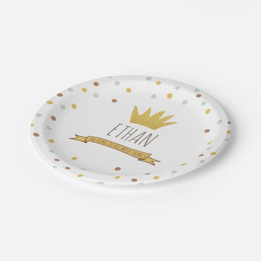 Wild Things Gouden kroon Eerste verjaardagspapier  Papieren Bordje (Gekanteld)