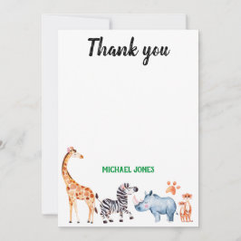 Wild Things Safarai Dier Verjaardag Dank u Bedankkaart