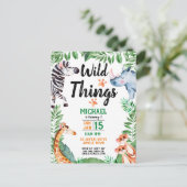 Wild Things Safari Animal Kids Uitnodiging voor ve (Staand voorkant)