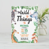 Wild Things Safari Dier Kids Verjaardag Kaart (Staand voorkant)