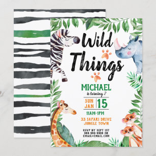 Wild Things Safari Dier Kids Verjaardag Kaart