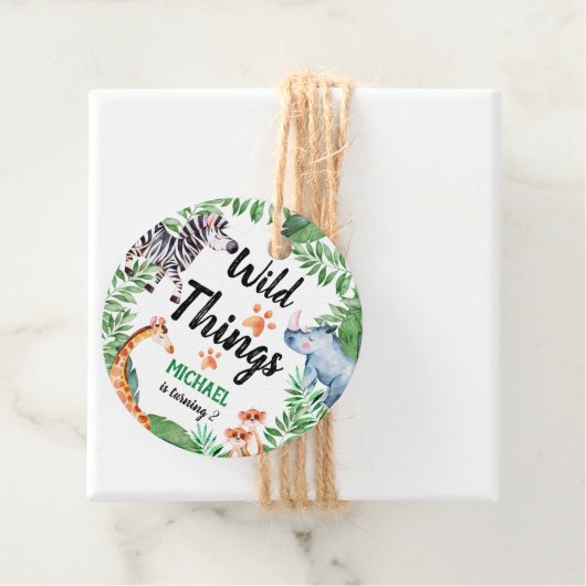Wild Things Safari Dier Kids Verjaardagsfeest Bedankjes Labels (In situ)